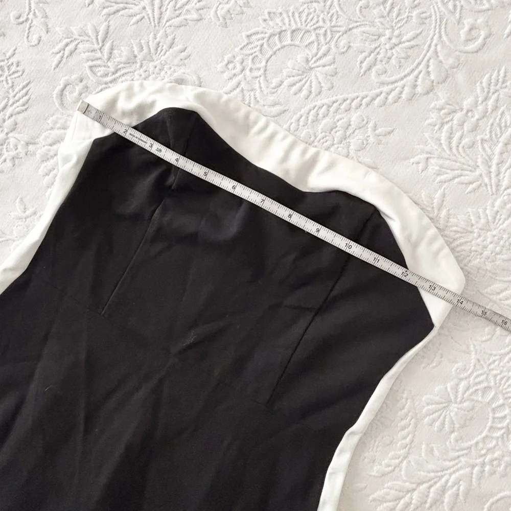 NWOT Lulus Impressive Edge Black Color Block Strapless Midi Dress Medium - Picture 6 of 7